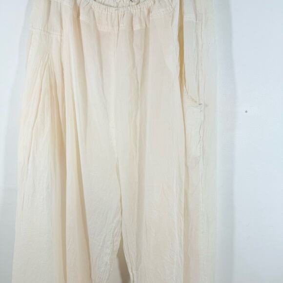 Free People Intimately Cream Lightweight Semisheer Wide Leg Lounge Pants Medium - Picture 3 of 14